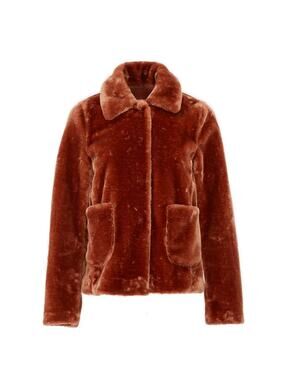 Rebecca Taylor Faux Fur Plush Jacket Brown